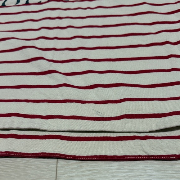 3/$10 Madewell Striped Red Cream Tee with BEACH Logo - Picture 4 of 8